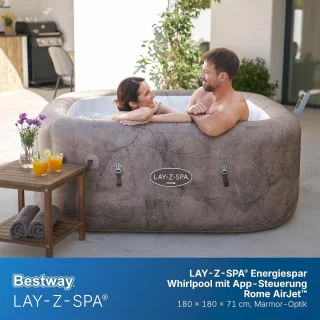 Novihome Rome Luxe AirJet Opblaasbare Whirlpool 6 Pers 180x180x71 cm Bruine Marmer