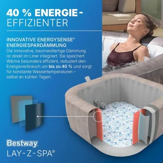Novihome Rome Luxe AirJet Opblaasbare Whirlpool 6 Pers 180x180x71 cm Bruine Marmer