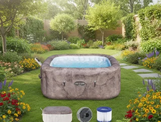 Novihome Rome Luxe AirJet Opblaasbare Whirlpool 6 Pers 180x180x71 cm Bruine Marmer