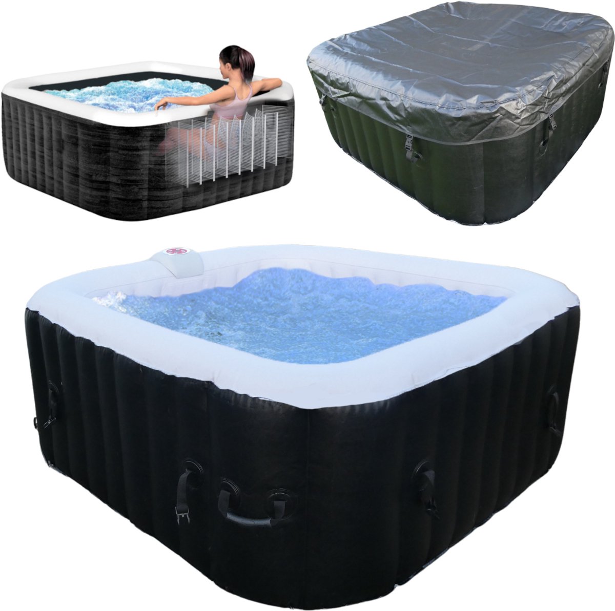 De Opblaasbaar Bubbelbad 2-4 Persoons 145x65cm 1200W in één oogopslag