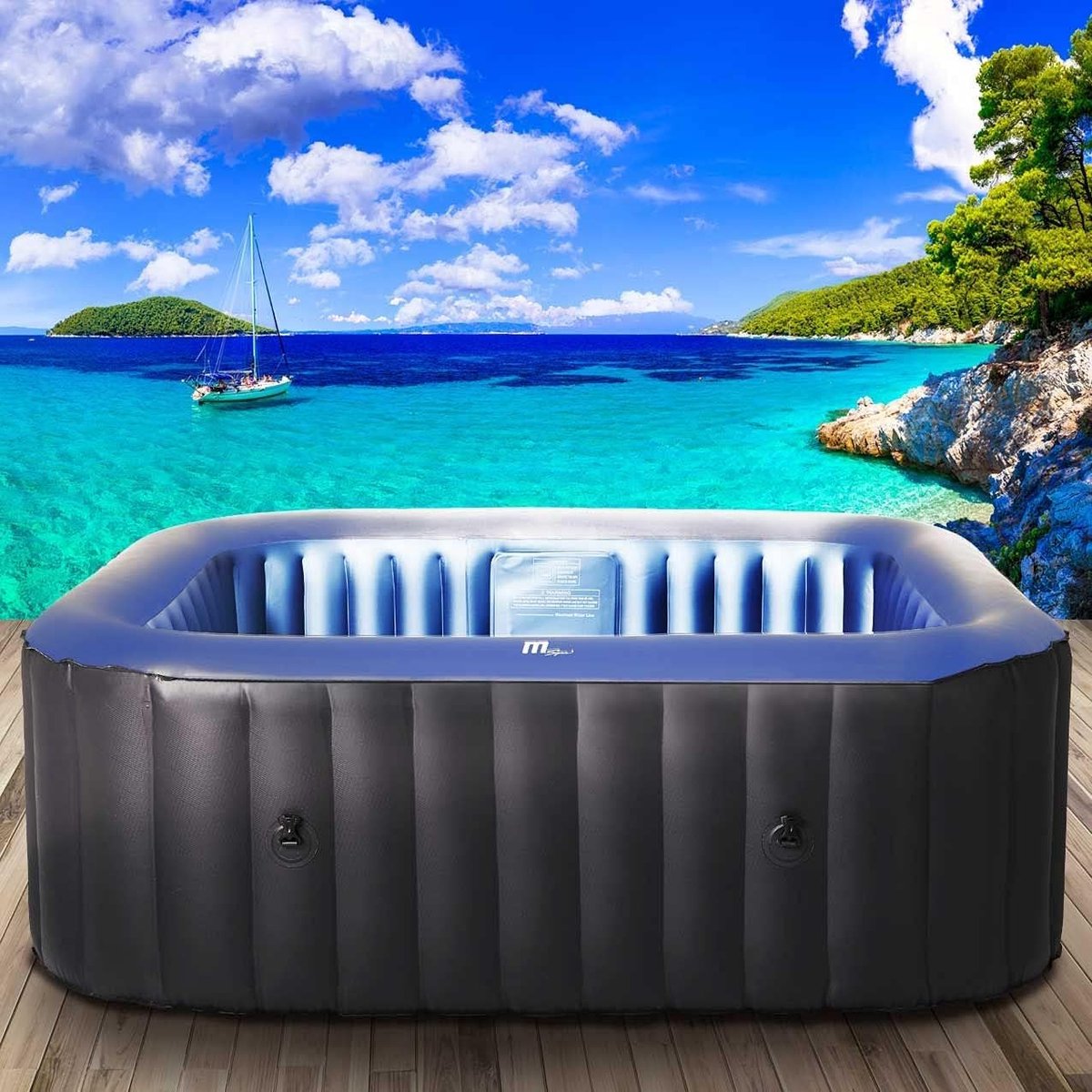Opblaasbaar Bubbelbad 4-Persoons Vierkant 158x158 cm - Incl. Cover & Filter