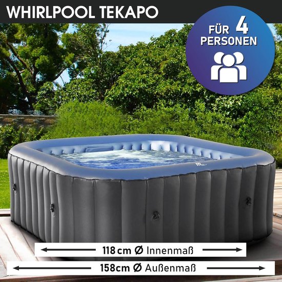 Opblaasbaar Bubbelbad 4-Persoons Vierkant 158x158 cm - Incl. Cover & Filter
