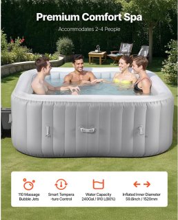 Wat vinden we goed aan de Opblaasbare hot tub 4-6 personen vierkant 1850x660 mm - grijs