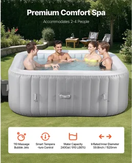 Opblaasbare hot tub 4-6 personen vierkant 1850x660 mm - grijs
