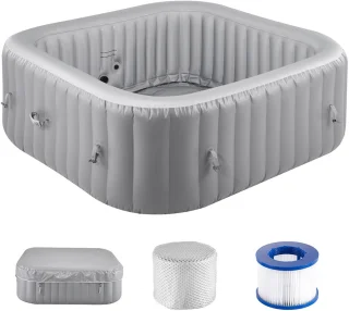 Opblaasbare hot tub 4-6 personen vierkant 1850x660 mm - grijs