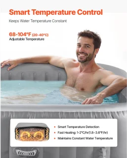 Opblaasbare hot tub 4-6 personen vierkant 1850x660 mm - grijs