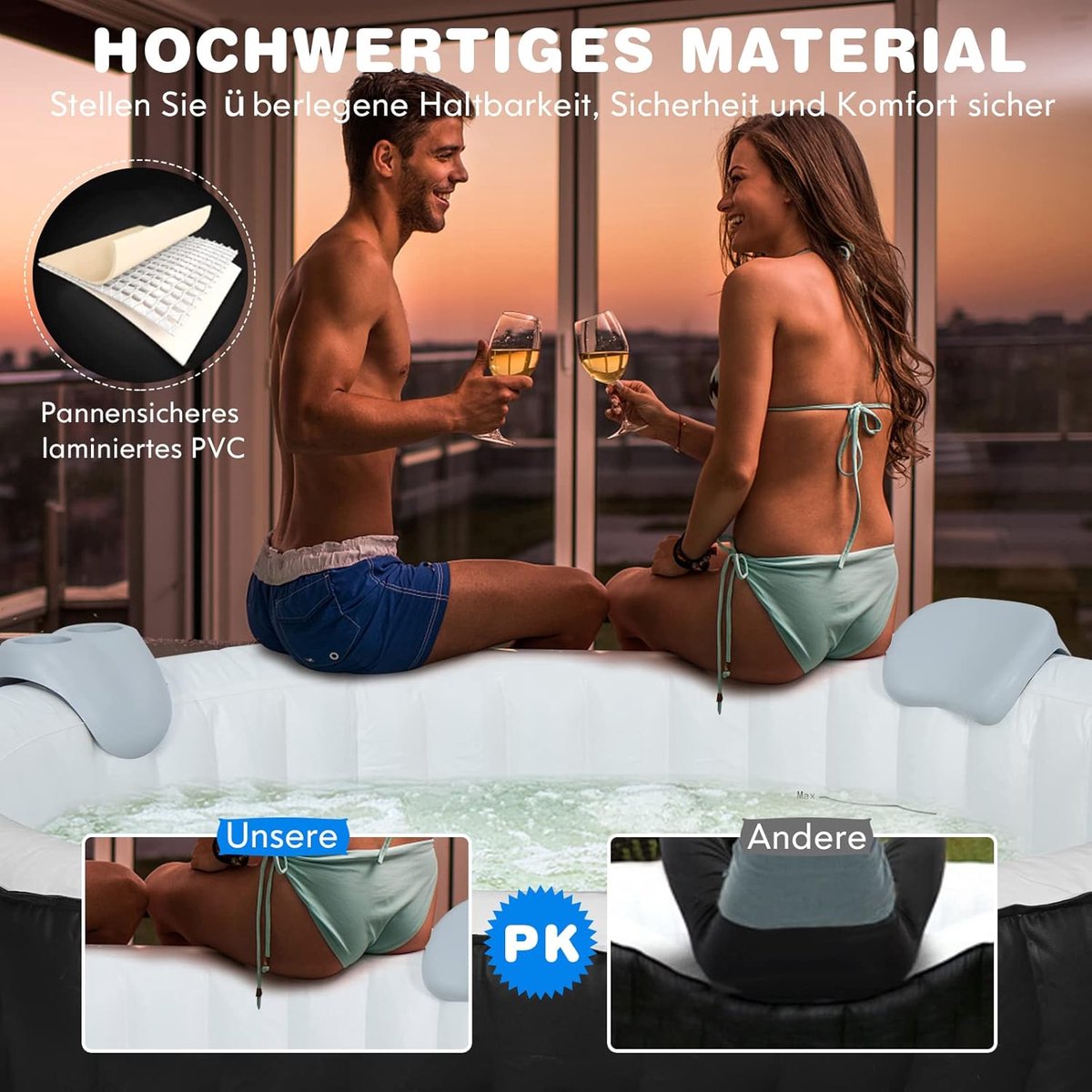 Opblaasbare Jacuzzi Ø180 cm Zwart 2-4 Personen