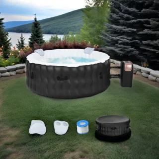 Opblaasbare Jacuzzi Ø180 cm Zwart 2-4 Personen