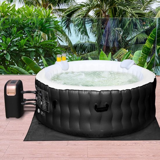 Opblaasbare Jacuzzi Ø180 cm Zwart 2-4 Personen
