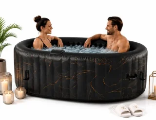 Luxe ontspanning in eigen tuin: Syllect ovale opblaasbare jacuzzi