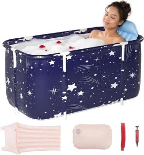 Opvouwbaar bad, 47,3 x 21,5 x 19,8 cm, draagbaar bubbelbad, spa-emmer, meerdere lagen, groot bad voor twee - ShopVlot