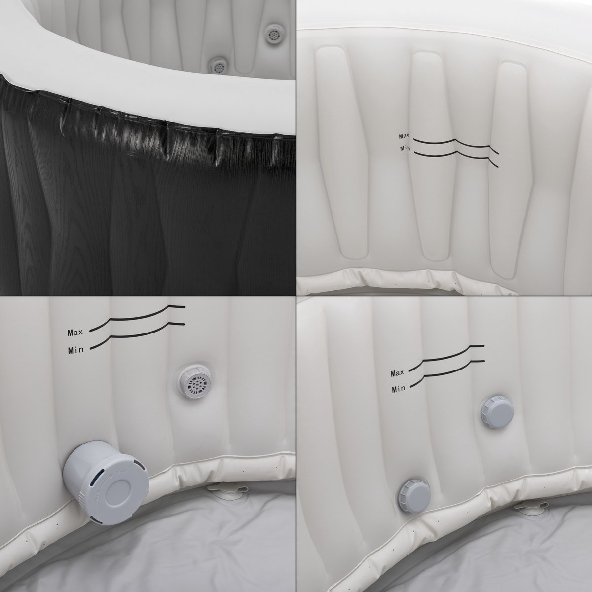 pro.tec Carbone opblaasbaar bubbelbad Ø165x70 cm zwart-wit 3 personen