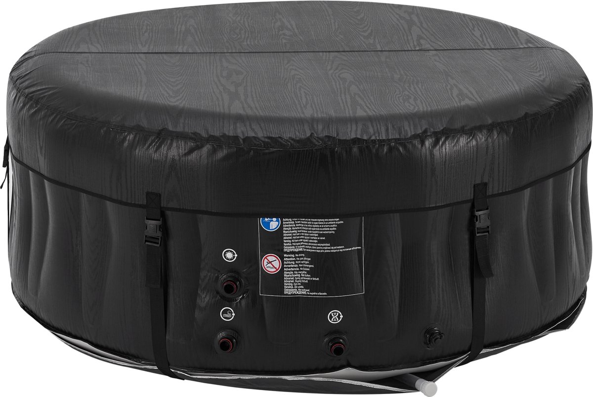 pro.tec Carbone opblaasbaar bubbelbad Ø165x70 cm zwart-wit 3 personen