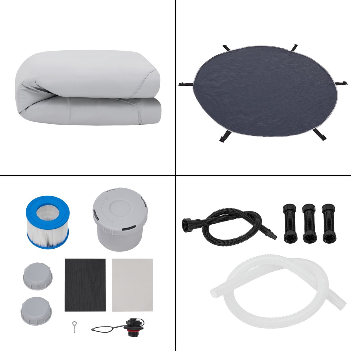 pro.tec Carbone opblaasbaar bubbelbad Ø165x70 cm zwart-wit 3 personen