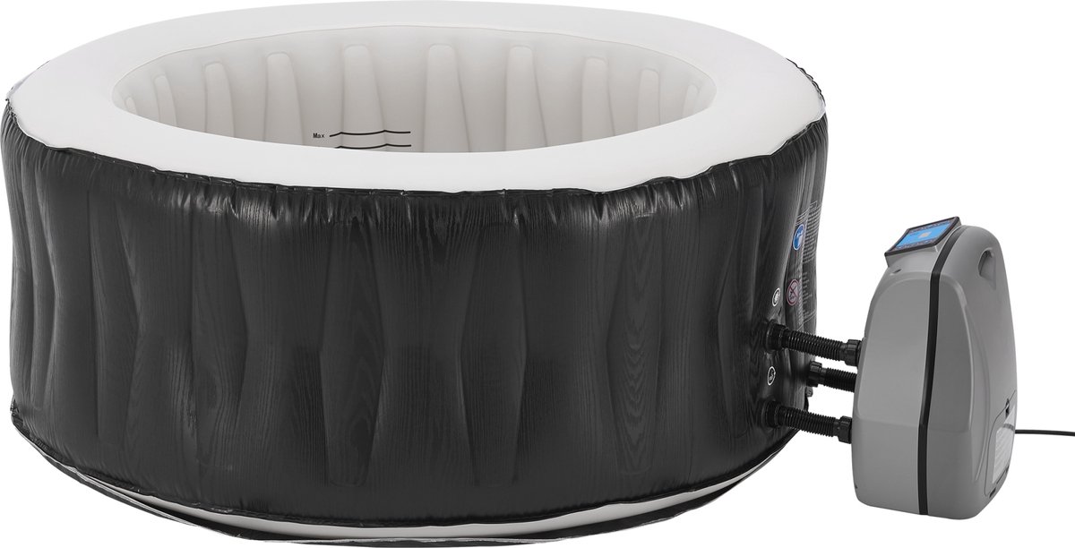 pro.tec Carbone opblaasbaar bubbelbad Ø165x70 cm zwart-wit 3 personen