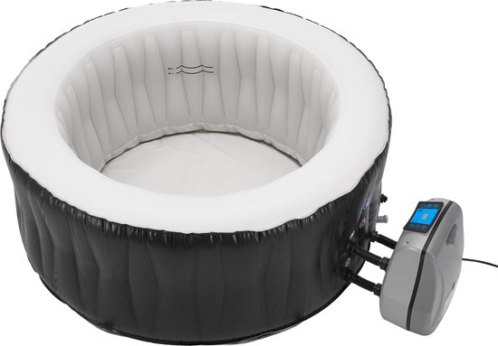 pro.tec Carbone opblaasbaar bubbelbad Ø165x70 cm zwart-wit 3 personen