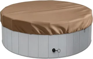 SnelShoppen - Outdoor Hotbubs 200x30cm Ronde Spa Cover met Verstevigde Randen, Zware Bescherming tegen Stof voor Badkuip (Bruin)