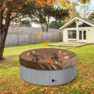 SnelShoppen - Outdoor Hotbubs 200x30cm Ronde Spa Cover met Verstevigde Randen, Zware Bescherming tegen Stof voor Badkuip (Bruin)