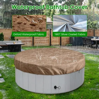 SnelShoppen - Outdoor Hotbubs 200x30cm Ronde Spa Cover met Verstevigde Randen, Zware Bescherming tegen Stof voor Badkuip (Bruin)