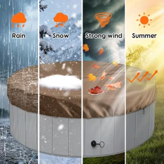 SnelShoppen - Outdoor Hotbubs 200x30cm Ronde Spa Cover met Verstevigde Randen, Zware Bescherming tegen Stof voor Badkuip (Bruin)