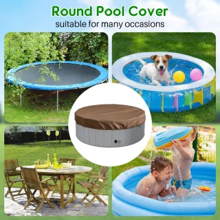 SnelShoppen - Outdoor Hotbubs 200x30cm Ronde Spa Cover met Verstevigde Randen, Zware Bescherming tegen Stof voor Badkuip (Bruin)