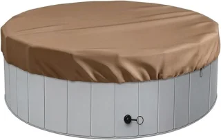 SnelShoppen - Outdoor Hotbubs 200x30cm Ronde Spa Cover met Verstevigde Randen, Zware Bescherming tegen Stof voor Badkuip (Bruin)