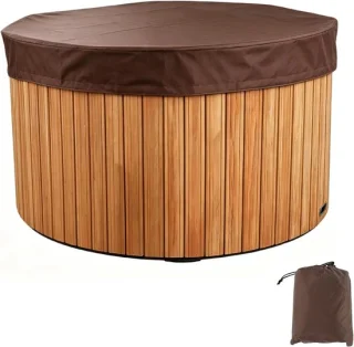 SnelShoppen ronde hot tub deksel 210x30 cm koffie