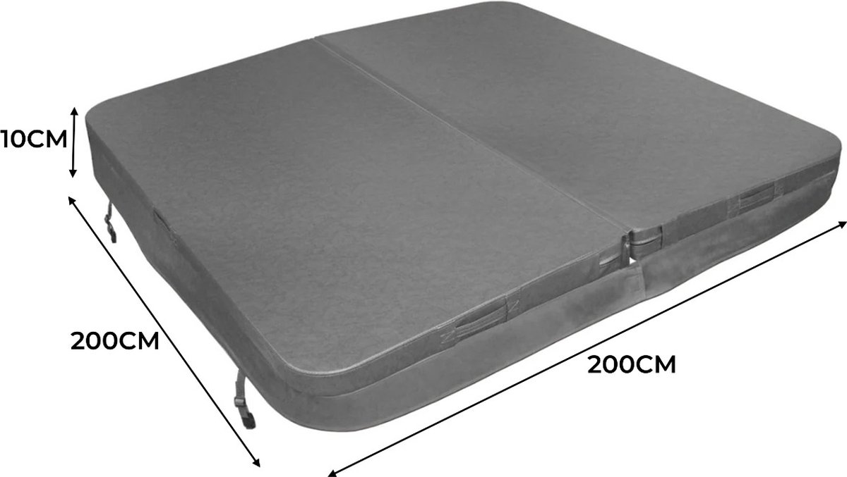Spa Deksel Vierkant 2x2m Hard Top PVC Leer Grijs