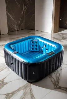 Tekapo Opblaasbare Jacuzzi Whirlpool voor 6 Personen – Luxe Antracietgrijs – Ronde Outdoor Spa Ø 180 cm met Verwarming, Massagejets, Pomp & Geïsoleerde Afdekking – Medahomestore