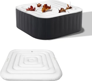 Thijox 128 cm opblaasbaar whirlpoolhoes - vierkante zwembadhoes met handgrepen