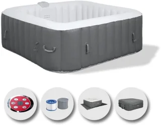 Thuys Lazy Z Spa Opblaasbare Jacuzzi 145x145x65 cm Grijs
