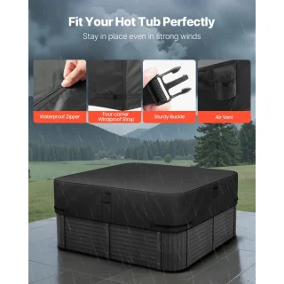 Whirlpool Spa-afdekking 2160 x 2160 x 508 mm Zwart