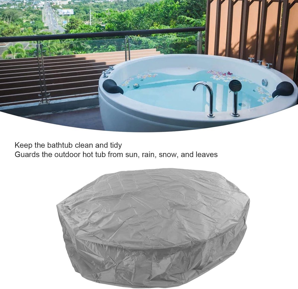 Zilveren Polyester Ronde Hot Tub Cover 215x70cm