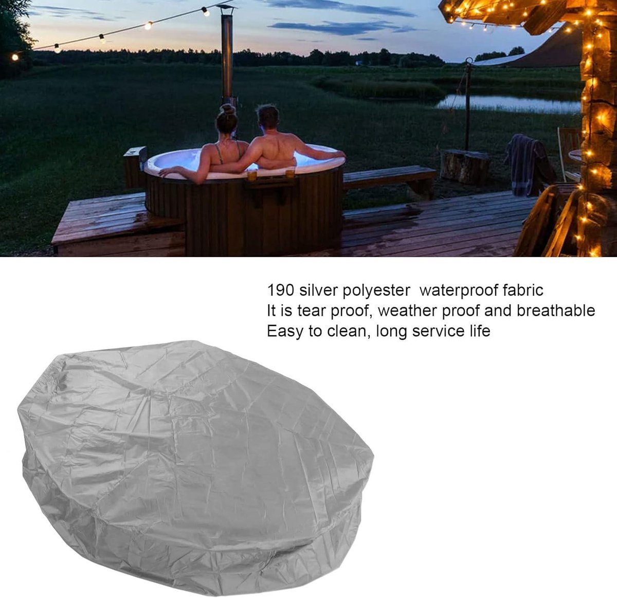 Zilveren Polyester Ronde Hot Tub Cover 215x70cm
