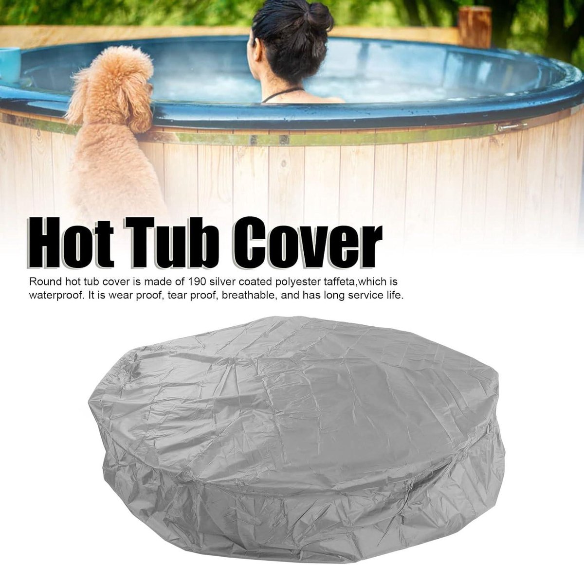 Zilveren Polyester Ronde Hot Tub Cover 215x70cm