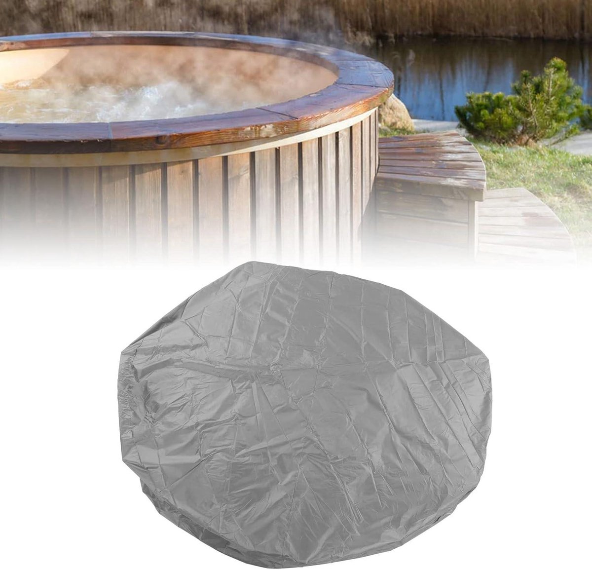 Zilveren Polyester Ronde Hot Tub Cover 215x70cm