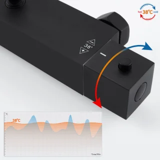 Auralum max Regendouche met Thermostaatkraan - Doucheset Zwart - Regendoucheset - Zwart Douchekolom met Thermostatische Mengkraan - 12 inch Douchekop