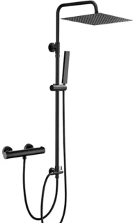 Verstelbare Doucheset Thermostatisch Zwart met Regendouche en Douchekolom 30x30cm