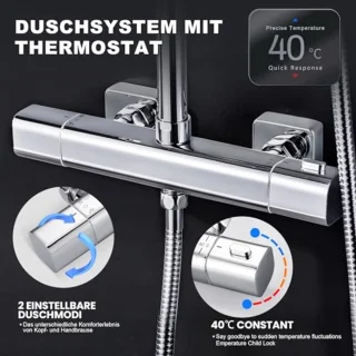 Douchesysteem met Thermostaat en Regendouche - Modern en Functioneel