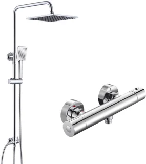 DERW Max Douchesysteem met thermostaatkraan - Regendouche - 109cm Stang - Chroom