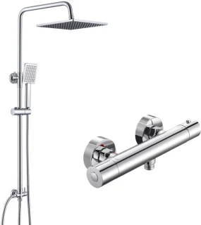 DERW Max Douchesysteem met thermostaatkraan - Regendouche - 109cm Stang - Chroom