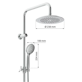 Complete Douche Set met Waterbesparende Douchekop en Verstelbare Douchebar - Vierkante Hoofddouche 28x18cm - 90-120Cm - Chrome regendouche zonder kraan
