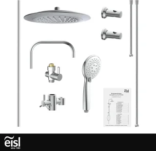 Complete Douche Set met Waterbesparende Douchekop en Verstelbare Douchebar - Vierkante Hoofddouche 28x18cm - 90-120Cm - Chrome regendouche zonder kraan