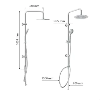 Complete Douche Set met Waterbesparende Douchekop en Verstelbare Douchebar - Vierkante Hoofddouche 28x18cm - 90-120Cm - Chrome regendouche zonder kraan