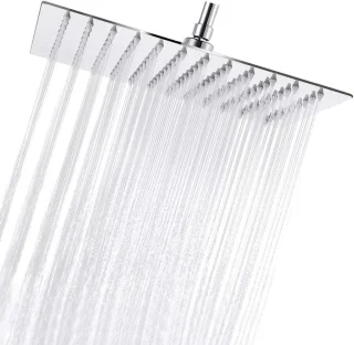 JHubers Goods - Regendouche van roestvrij staal voor douchesysteem - hoogglanzend chroom - 30x30 cm inbouw.