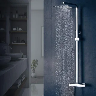 JHubers Goods - Regendouche van roestvrij staal voor douchesysteem - hoogglanzend chroom - 30x30 cm inbouw.
