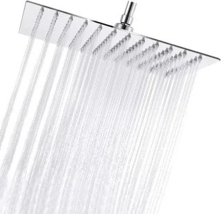 JHubers Goods - Regendouche van roestvrij staal voor douchesysteem - hoogglanzend chroom - 30x30 cm inbouw.