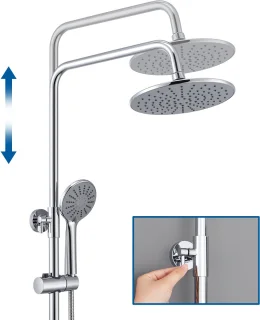 Auralum MAX Regendouche met Thermostaatkraan - Doucheset Chroom - Regendoucheset - Verstelbare Hoogte 84-121 cm - 9 inch Douchekop