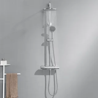 Auralum MAX Regendouche met Thermostaatkraan - Doucheset Chroom - Regendoucheset - Verstelbare Hoogte 84-121 cm - 9 inch Douchekop