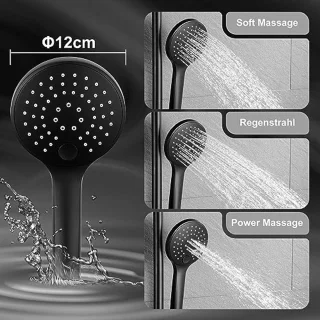 Zwart Douchesysteem met Regendouchekop 30 cm en Handdouche zonder Armatuur